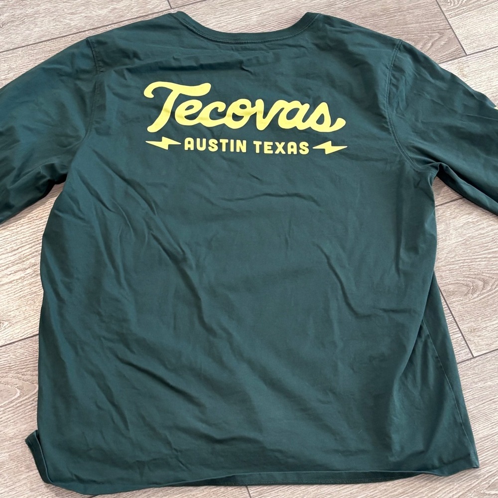 Tecovas Long Sleeve Pocket T-Shirt Mens XL Green Austin Texas Graphic Casual